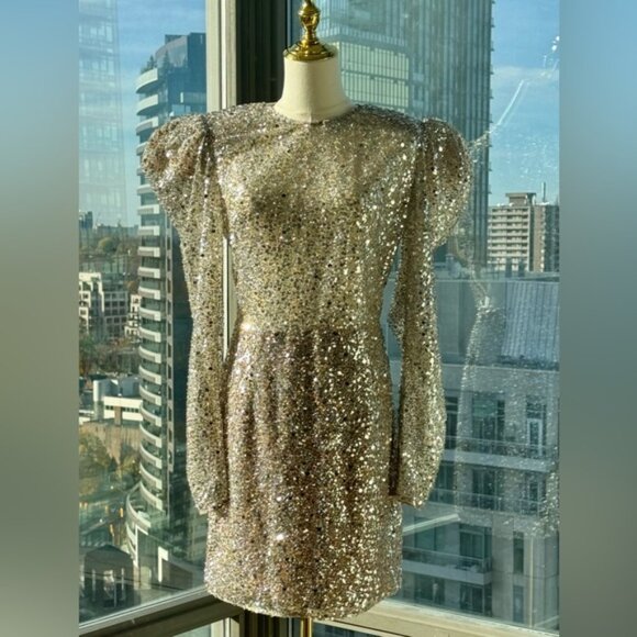 🆕 BRONX & BANCO 🧿 NWOT Tessa Silver Sequin Mini Dress, Sz L US 8 - Picture 3 of 15